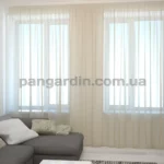 Тюль шифон айвори в интерьере гостиной