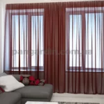 Бордовая тюль из шифона для интерьера