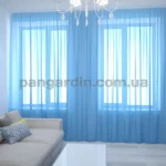 Тюль шифон однотонный голубой