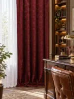 Шторы жаккард Shabby Бордовые