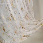 Тюль лен с золотым рисунком купить в Киеве для гостиной