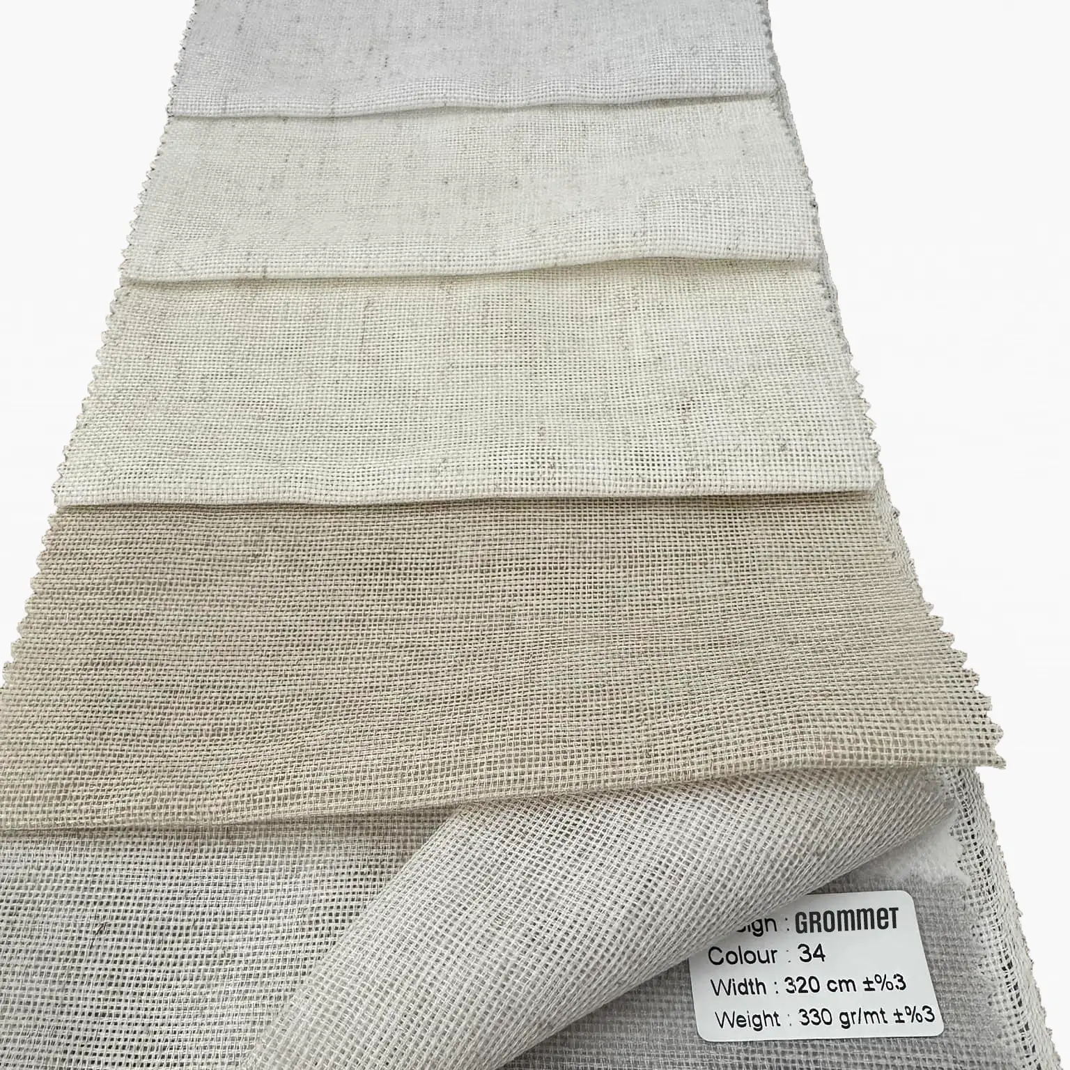 Тюль лён айвори с ровной фактурой ткани