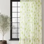 Тюль шифон зелений квітковий візерунок купити Київ