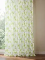 Тюль шифон зелений квітковий візерунок купити Київ