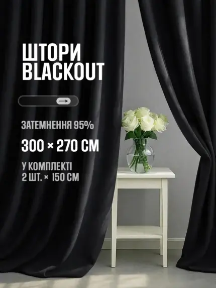 штори блекаут чорні щільні