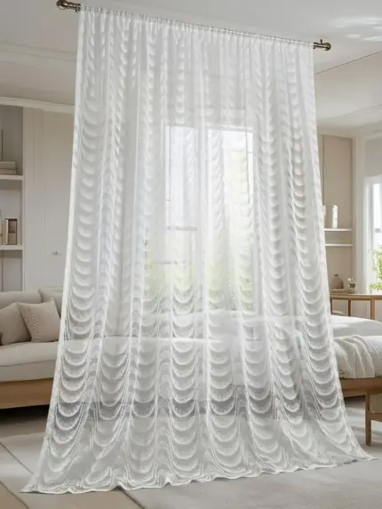 тюль с рисунком волны на окне