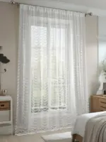 тюль волна белая в интерьере спальни