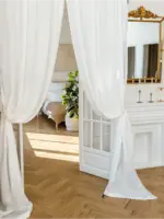 Тюль лен для спальни и зала "Ariela premium" белый — изображение 7