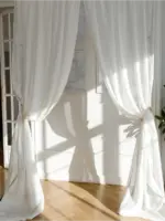 Тюль лен для спальни и зала "Ariela premium" белый — изображение 4