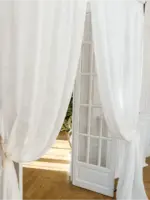 Тюль лен для спальни и зала "Ariela premium" белый — изображение 6