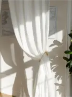 Тюль лен для спальни и зала "Ariela premium" белый — изображение 3