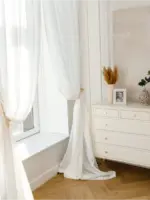 Тюль лен для спальни и зала "Ariela premium" белый — изображение 5