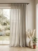 Тюль лен для спальни и зала "Ariela premium" бежевый меланж — изображение 4