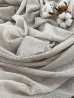 Тюль лен для спальни и зала "Ariela premium" бежевый меланж