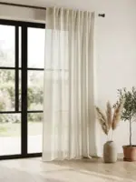 Тюль лен для спальни и зала "Ariela premium" крем — изображение 4