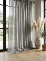 Тюль лен для спальни и зала "Ariela premium" серый — изображение 4