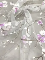 Тюль с узором «Сакура» в сиреневом цвете — изображение 3