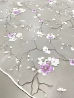 Тюль с узором «Сакура» в сиреневом цвете — изображение 2