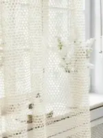 тюль сетка крем для окон спальни