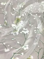 Тюль с узором «Сакура» в зеленовато-оливковым цвете — изображение 3