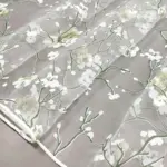 тюль органза сакура біло-оливкова