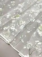 тюль органза сакура бело оливковая