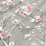 Тюль з візерунком «Сакура» у блакитному кольорі. (Копировать)