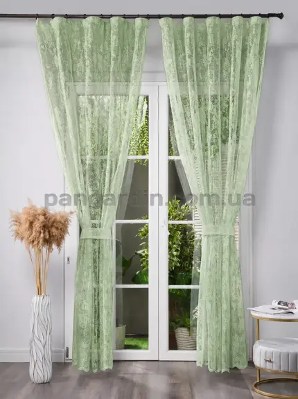 Тюль жаккард мрамор Marble оливково-зеленый купить в интернет-магазине